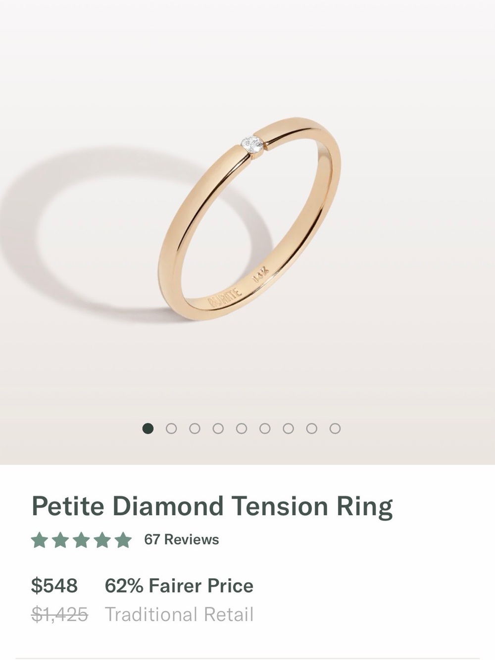 Aurate Petite Diamond Tension Ring - Yellow Gold, 14K, Size 6